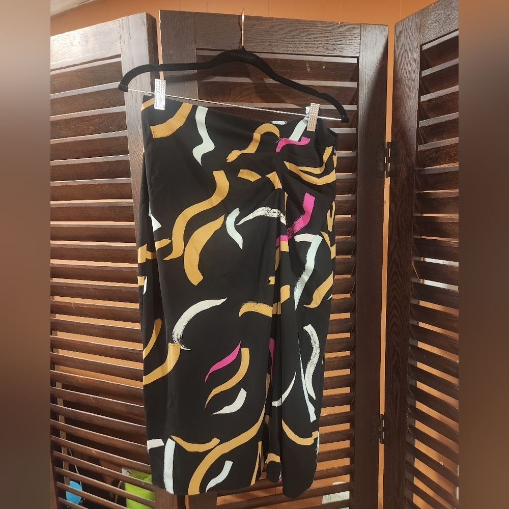 Nine West Abstract Black, Pink, Blue, and Gold Skirt